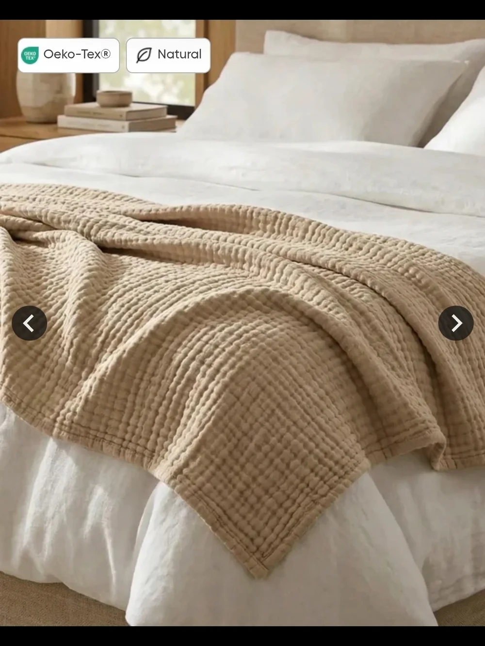Soft Muslin Throw Blanket in Beige